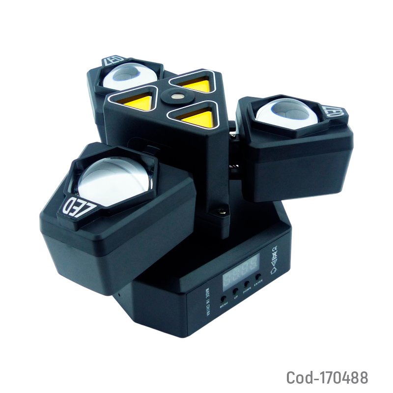Moving head triangular de 3 mini cabezas, 3 led, 3 laser con pantalla lcd y compatible con dmx mayorista — imagen 4