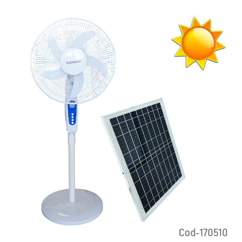 Ventilador solar de 16 pulgadas de pedestal marca keimiko con oscilacion y panel de 3 velocidades mayorista — imagen 4