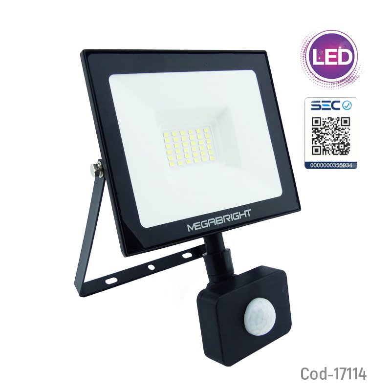 Foco led halogeno megabright 30 watts con sensor de movimiento, luz fria, certificado. mayorista — imagen 4