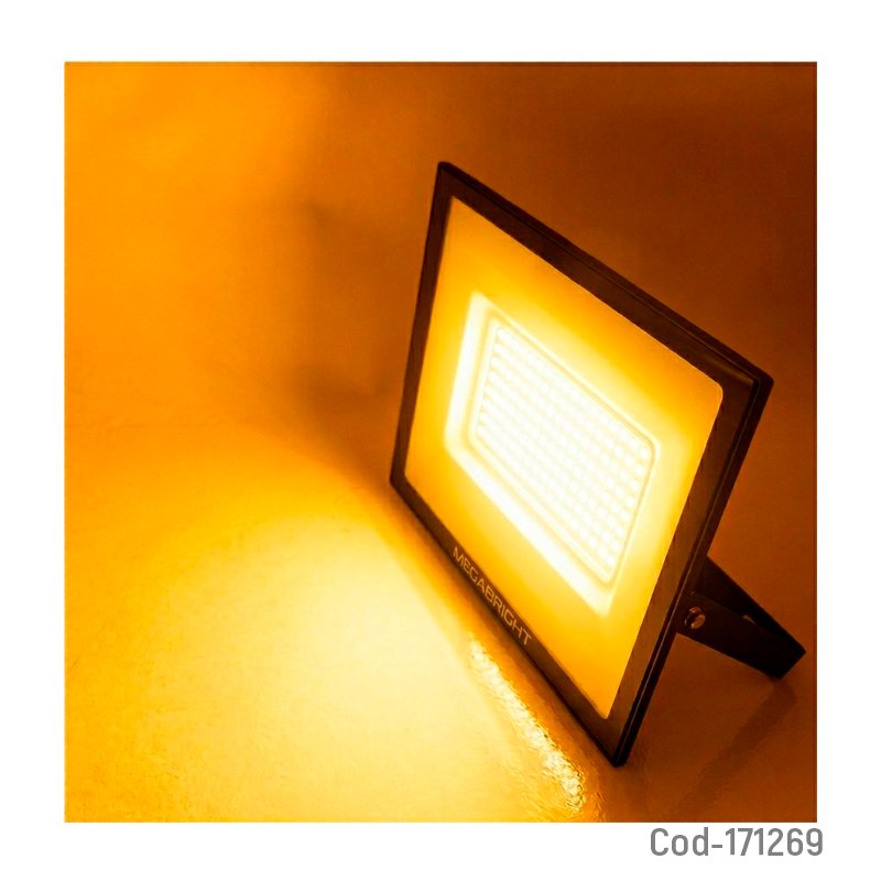 Foco halogeno led de 100w marca megabright modelo pro telco flat a 2700k certificado. mayorista — imagen 3
