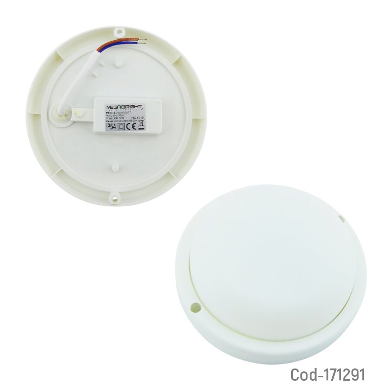 Foco led panel de 12 watt sobrepuesto marca megabrght modelo plafon redondo a 6500k, certificado. - pack de 10 unidades mayorista — imagen 2