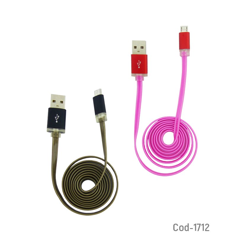 Cable usb micro 5 pin de 1 metro con punta de metal con luz. colores. - pack de 50 unidades mayorista — imagen 3