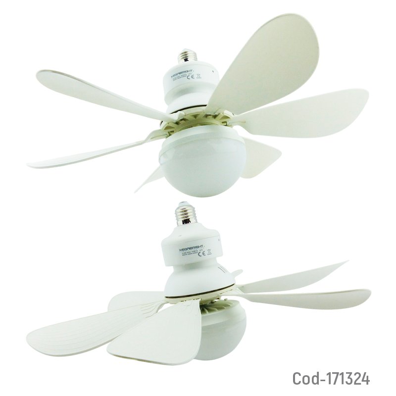 Ampolleta led con ventilador y control remoto, marca megabright de seis aspas a 30 watt mayorista — imagen 2