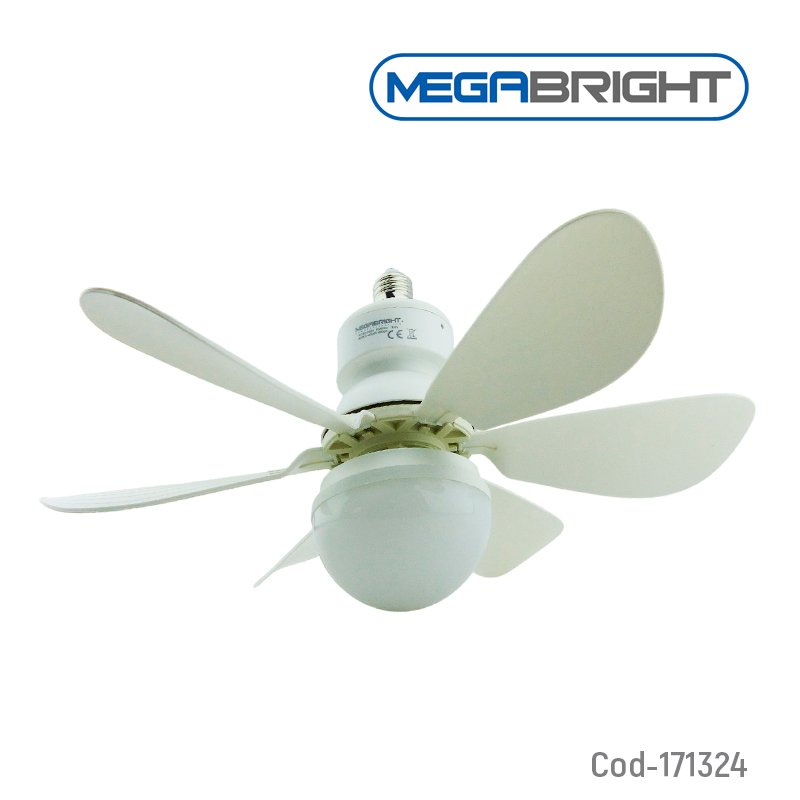 Ampolleta led con ventilador y control remoto, marca megabright de seis aspas a 30 watt mayorista — imagen 4