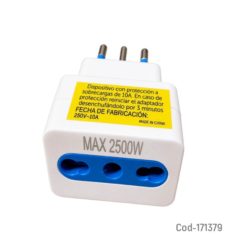 Enchufe adaptador bipasso marca macrotel modelo me-1112 de 2 patas, 10 amp-250 volt certificado. mayorista — imagen 2