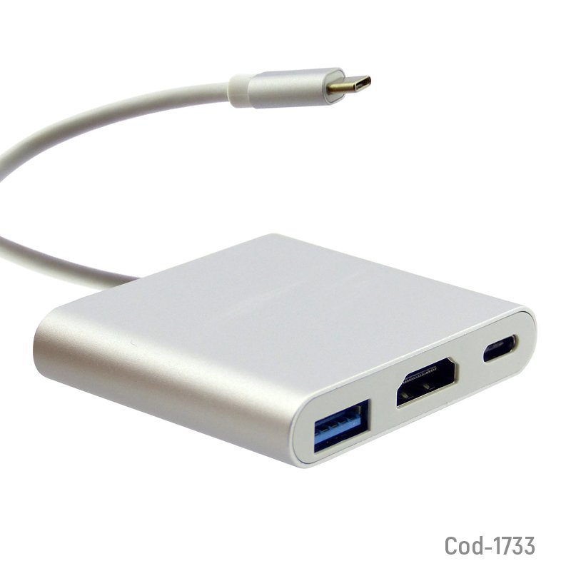 Convertidor Type-C A HDMI/USB 3.0/Type-C Para Mac Y Switch 5,2 cm x 1,2 cm por mayor en Chile