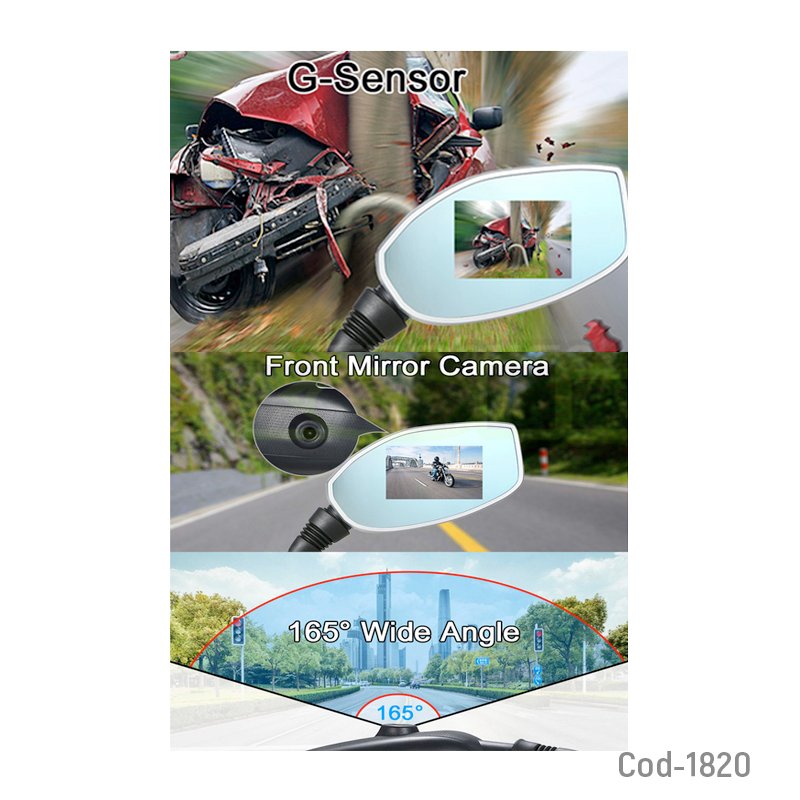 Espejos retrovisores dvr 2.7” con camara trasera y delantera fhd mayorista — imagen 2