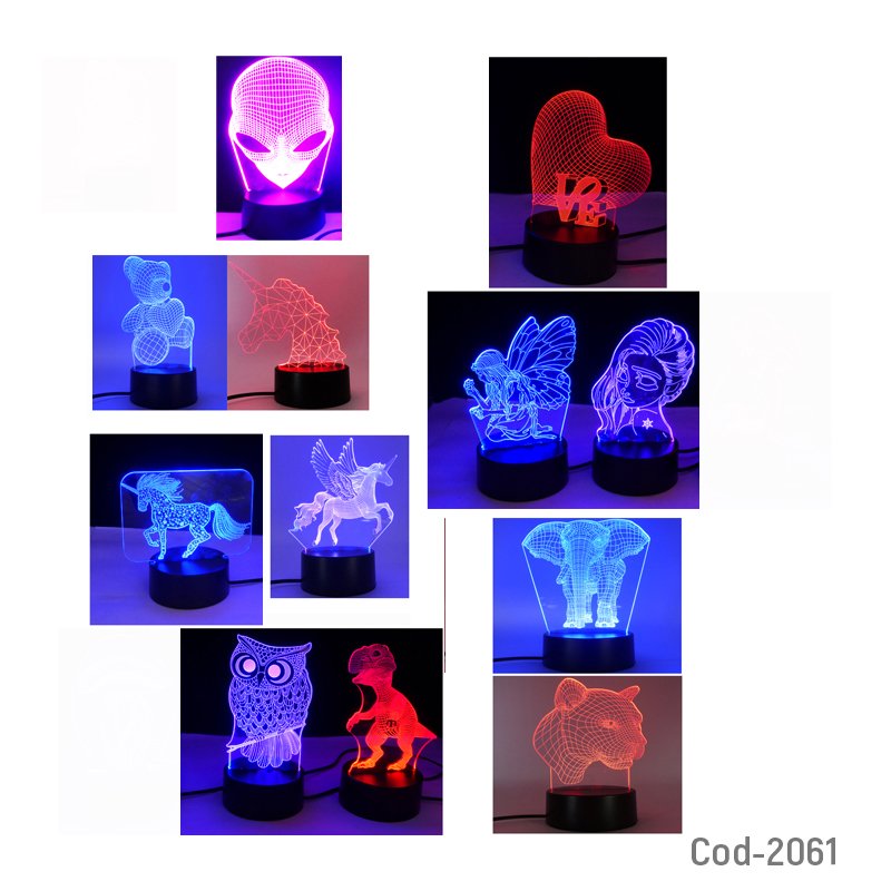 Lampara con efecto 3d de varios diseños, 3 colores de luz mayorista — imagen 2