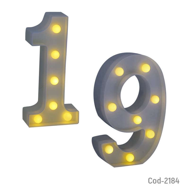 Letras y numeros led a pila 22cm x unidad - pack de 10 unidades mayorista — imagen 4