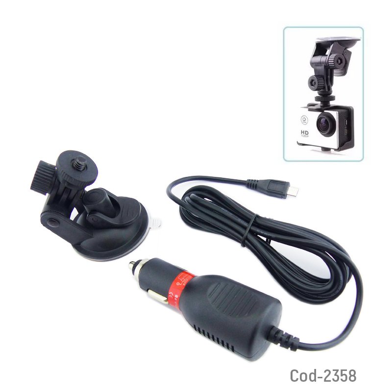 Porta camara deportiva con cargador para auto 12volt - pack de 10 unidades mayorista — imagen 2