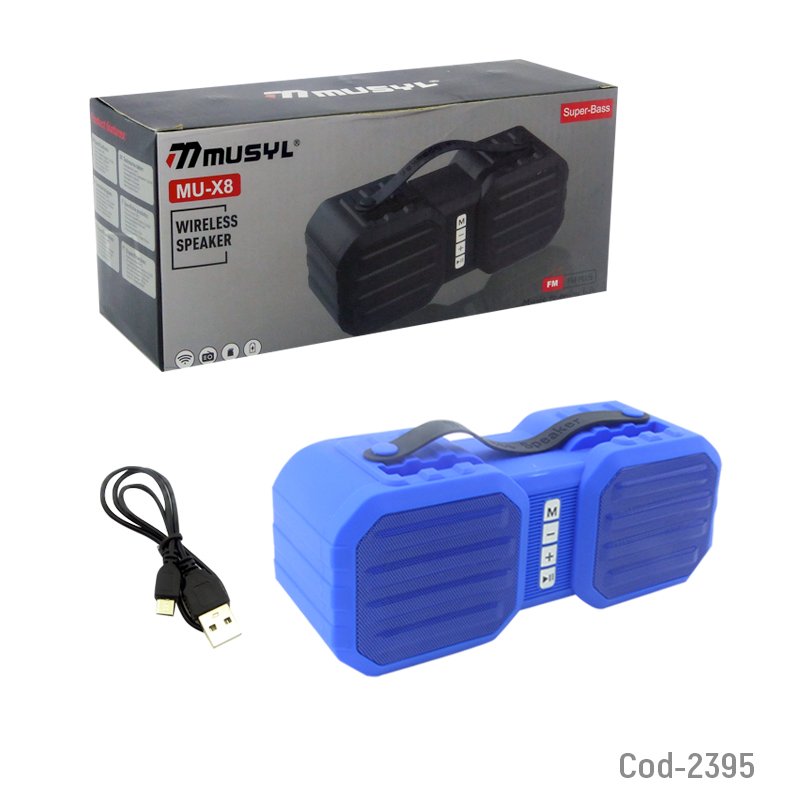 Parlante bluetooth recargable mod. mu-x8, con usb, tf, aux. en caja. mayorista — imagen 4