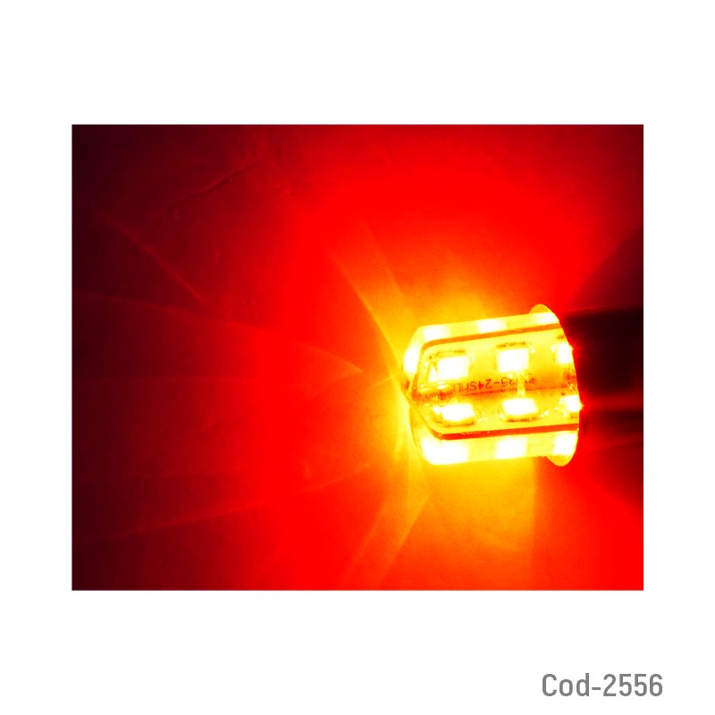 Ampolletas de 24 led strobo, modelo 2556, color rojo, doble contacto, marca dezzer. - pack de 10 unidades mayorista — imagen 2