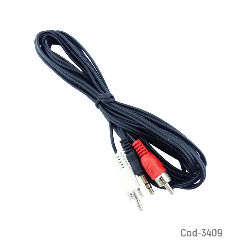 Cable rca 2 x 1 plug de 3 mts - pack de 50 unidades mayorista — imagen 2