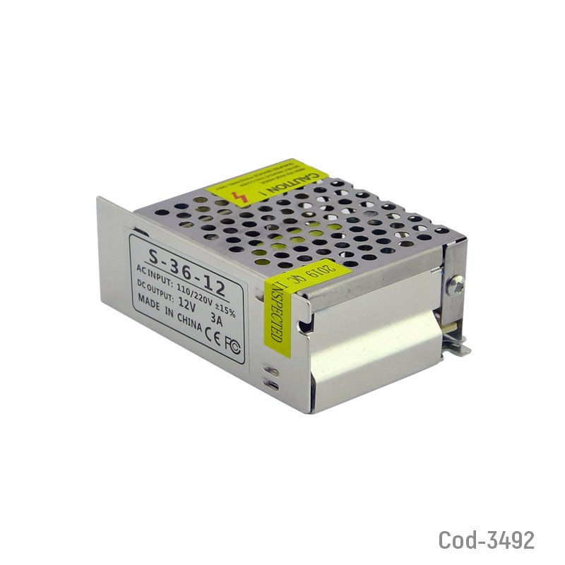 Fuente de poder de 12 volt 3 amper, para tira led. en caja. mayorista — imagen 2
