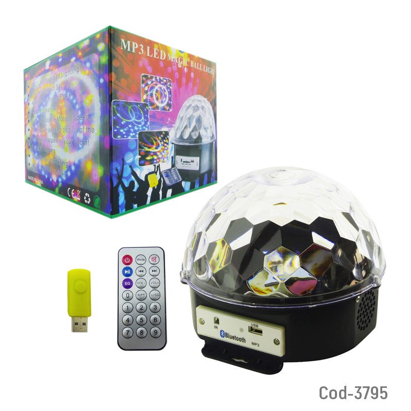 Led magic ball bluetooth, usb, con control+ pendrive y parlantes mayorista — imagen 4