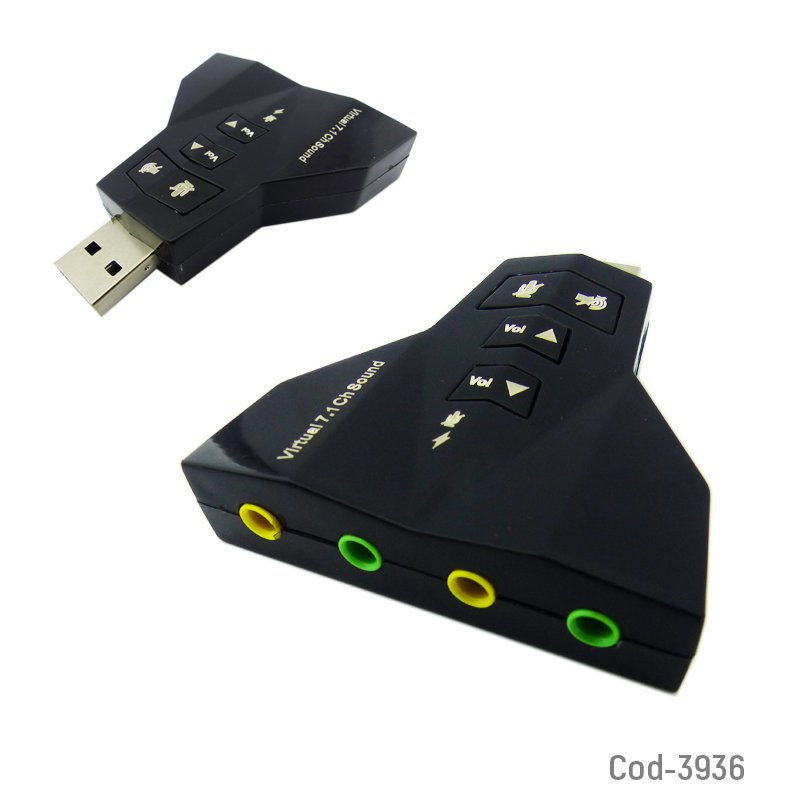 Adaptador 7.1 audio doble a usb, para pc. en blister. - pack de 10 unidades mayorista — imagen 2