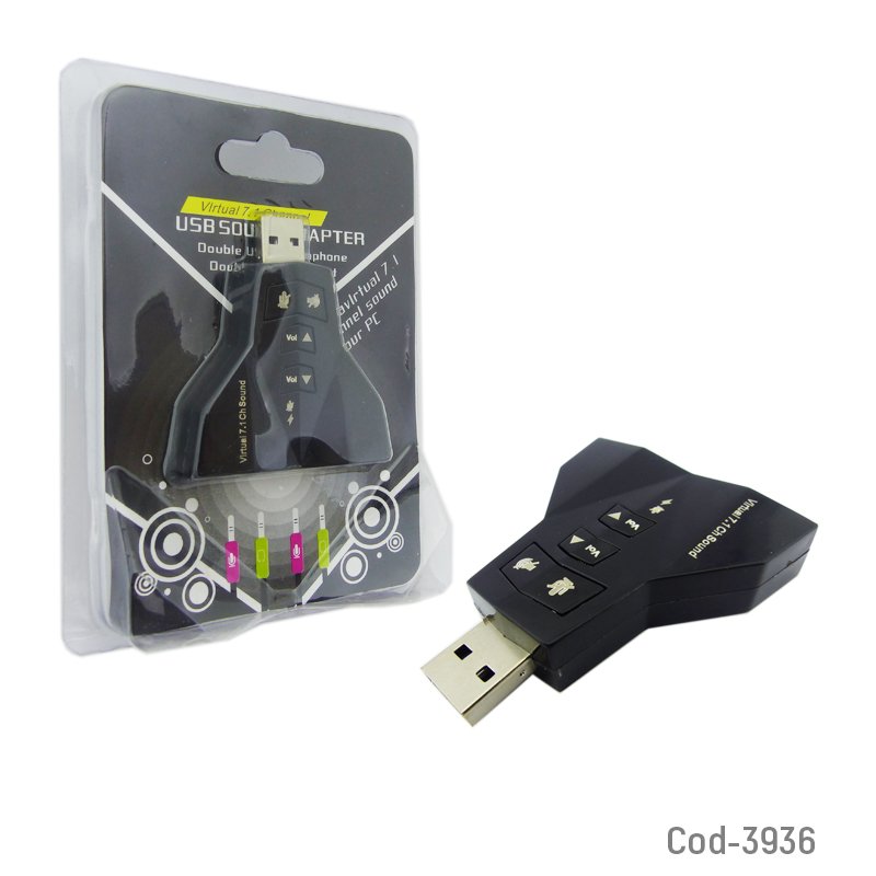 Adaptador 7.1 audio doble a usb, para pc. en blister. - pack de 10 unidades mayorista — imagen 3