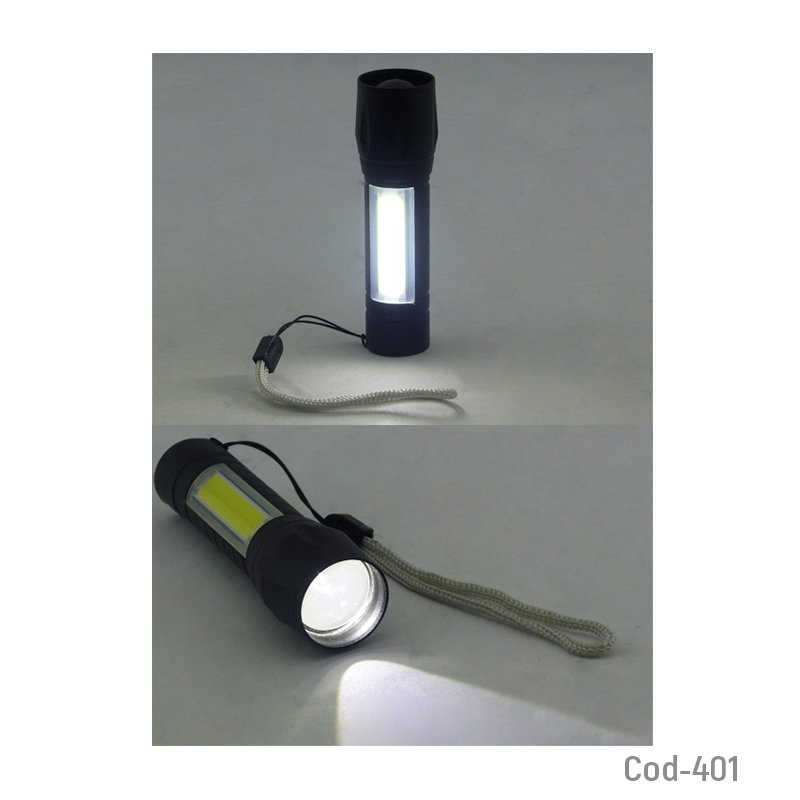 Linterna 1+1 led mini tactica metalica, con zoom, recargable usb. en caja. - pack de 10 unidades mayorista — imagen 2