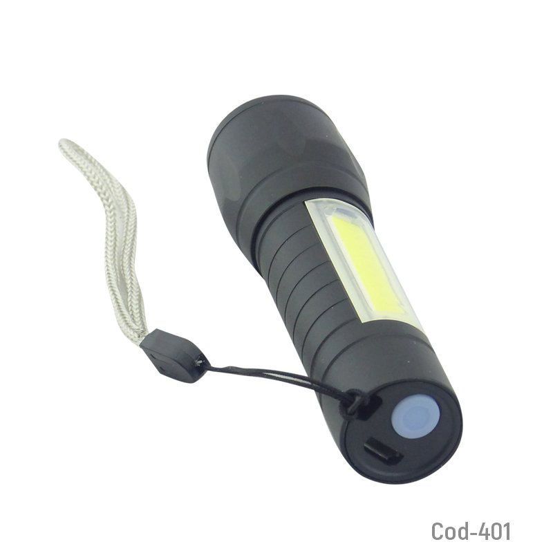 Linterna 1+1 led mini tactica metalica, con zoom, recargable usb. en caja. - pack de 10 unidades mayorista — imagen 3