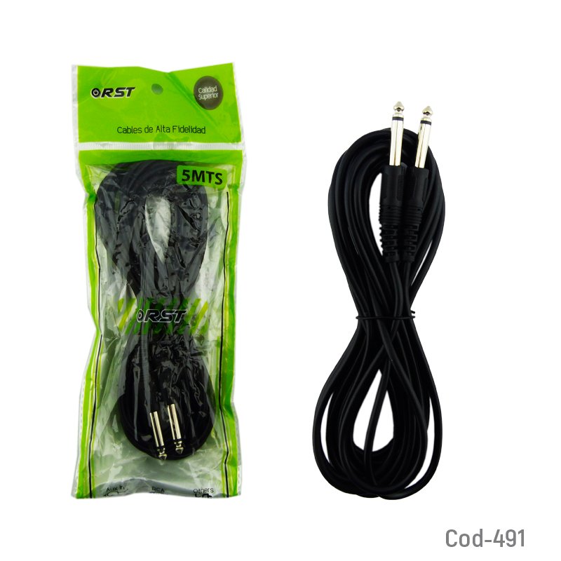 Cable 1 x 1 plug 6.3 mono de 5 metros, marca rst en bolsa. - pack de 10 unidades mayorista — imagen 3