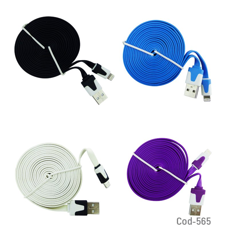 Cable plano para iphone 6 a usb, usb-line de 2 mts, varios colores - pack de 20 unidades mayorista — imagen 2