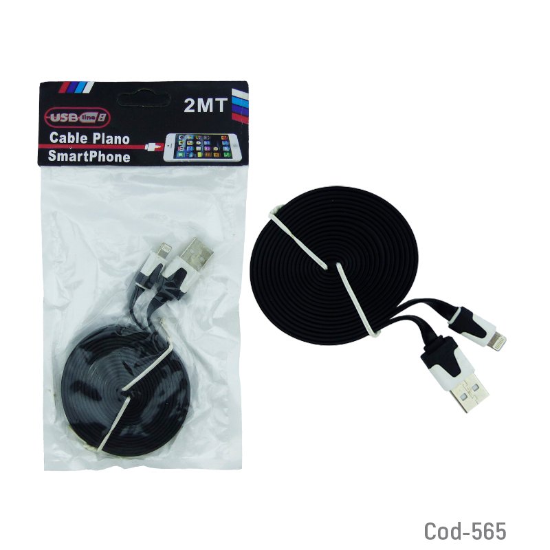 Cable plano para iphone 6 a usb, usb-line de 2 mts, varios colores - pack de 20 unidades mayorista — imagen 3