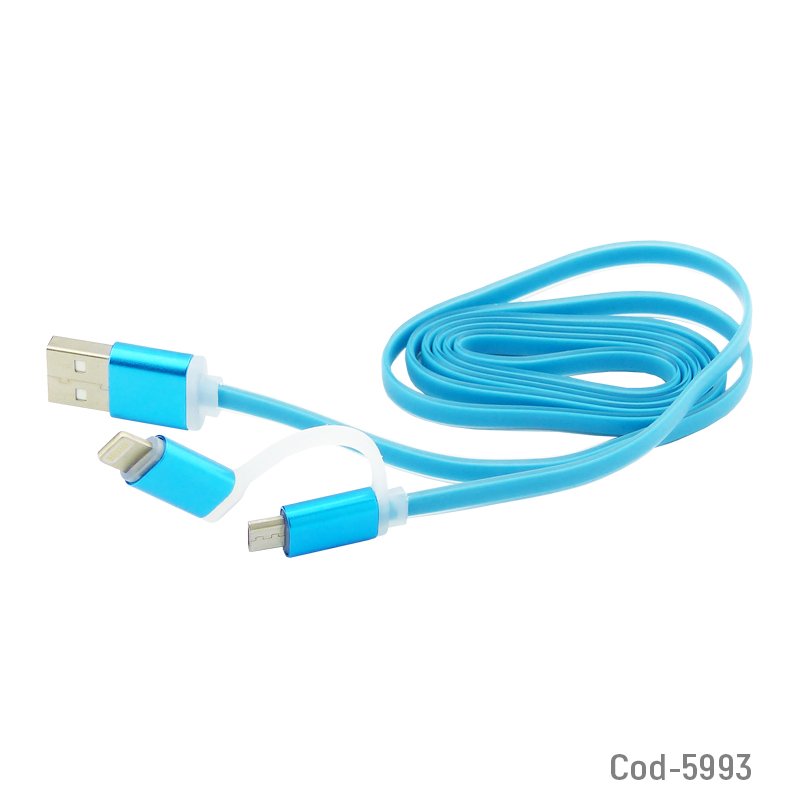 Cable usb plano 2 en 1 a usb micro/iphone5 - pack de 50 unidades mayorista — imagen 2