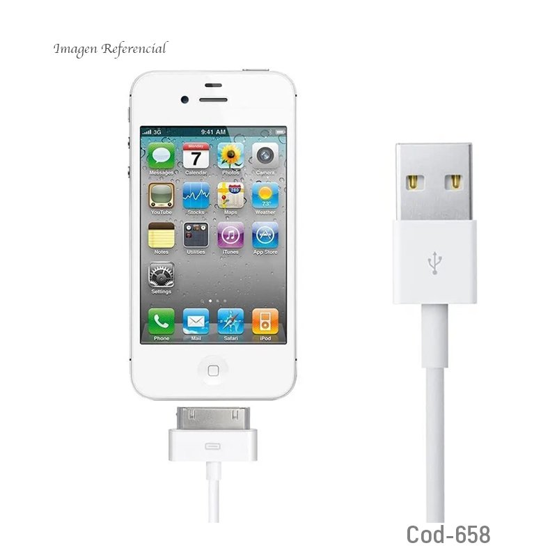 Cable para iphone 4 a usb de 1 metro. set x 1. - pack de 50 unidades mayorista — imagen 2
