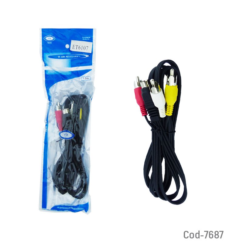 Cable super video de 7 pin x 3 macho rca de 1,5 mts - pack de 50 unidades mayorista — imagen 3