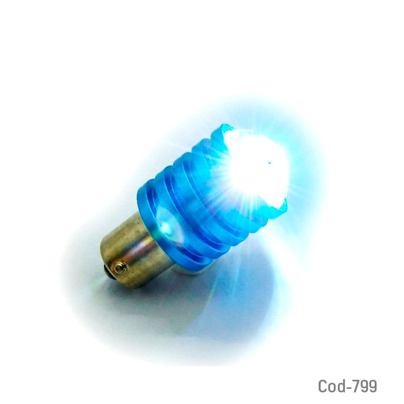 Ampolleta led p21 con lupa de 1 contacto, luz blanca y en metal azul, marca dezzer. mayorista — imagen 3