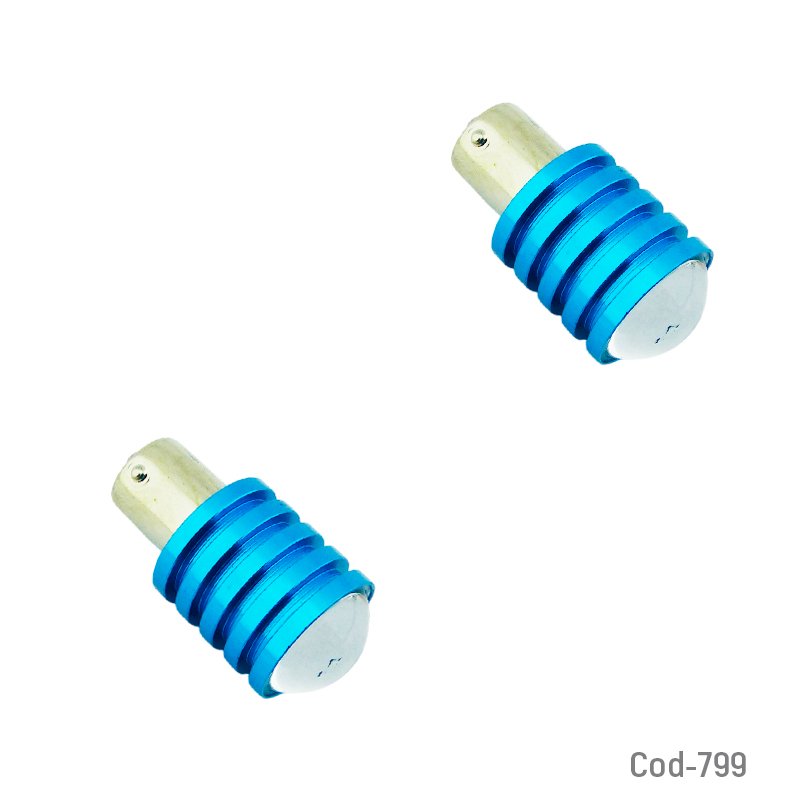 Ampolleta led p21 con lupa de 1 contacto, luz blanca y en metal azul, marca dezzer. mayorista — imagen 4