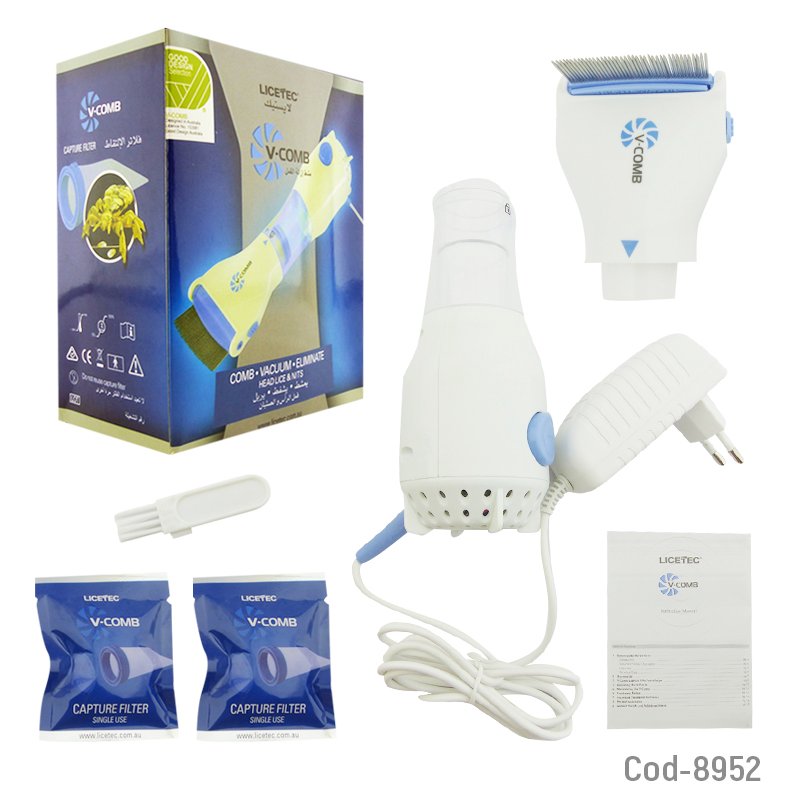 Aspiradora mini para pediculosis, v-comb, con transformador mayorista — imagen 3