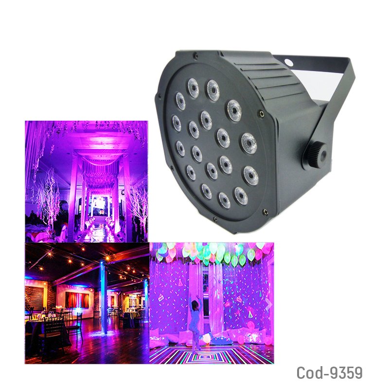 Luz disco 18 led ultravioleta dmx, lcd, pvc, ideal fiestas fluor. mayorista — imagen 2