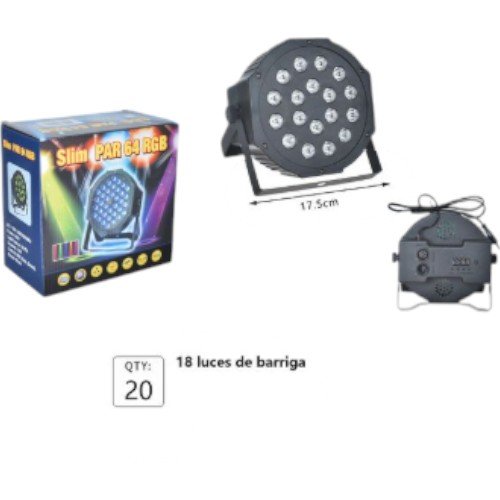 Lámpara de Escenario Slim Par LED 64 RGB con 18 Luces Planas por mayor - Electrónica por mayor