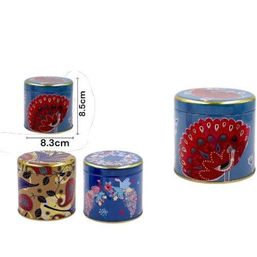 Lata Cilíndrica Metálica Decorativa con Diseño de Pavo Real por mayor Hogar por mayor