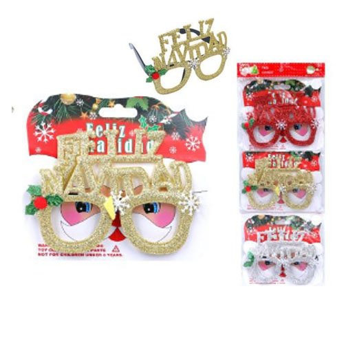 LENTES NAVIDEÑO GLITTER por mayor - Navidad por mayor