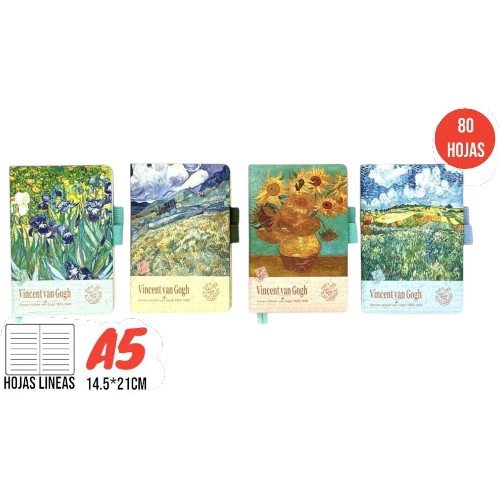 Libreta Artística A5 Inspiración Van Gogh - 80 Hojas por mayor - Útiles Escolares por mayor