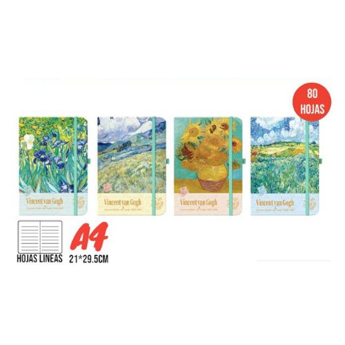LIBRETA VAN GOGH A4 por mayor Útiles Escolares por mayor