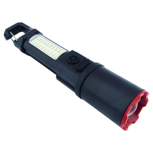 Linterna De 1 Mas 18 LED Con Zoom Y Gancho. Recargable En PVC por mayor Electrónica por mayor