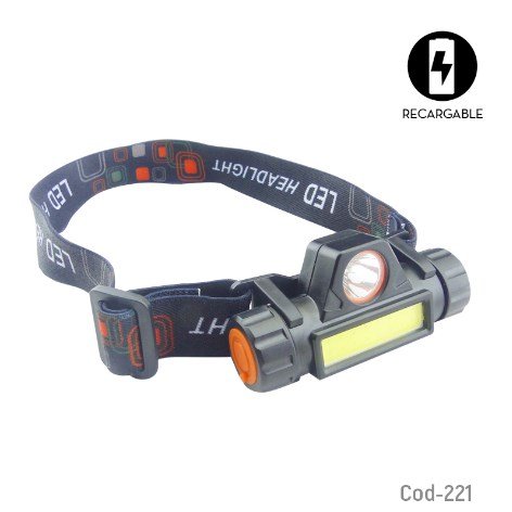 Linterna Minero 1 LED +1 LED COB, Con Iman, Recargable Por USB por mayor Electrónica por mayor