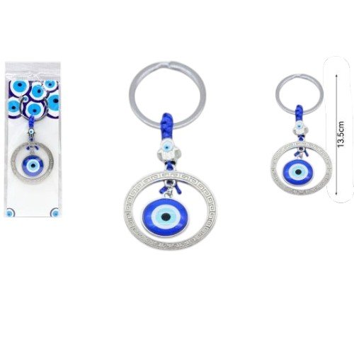 Llavero Metálico Aro con Ojo Turco y Mano de Fátima Protectora por mayor Hogar por mayor