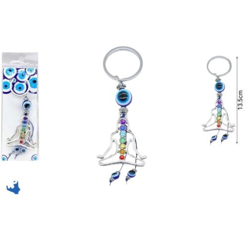 Llavero Metálico Cruz de la Vida Ankh con Chakras y Ojo Turco por mayor - Hogar por mayor