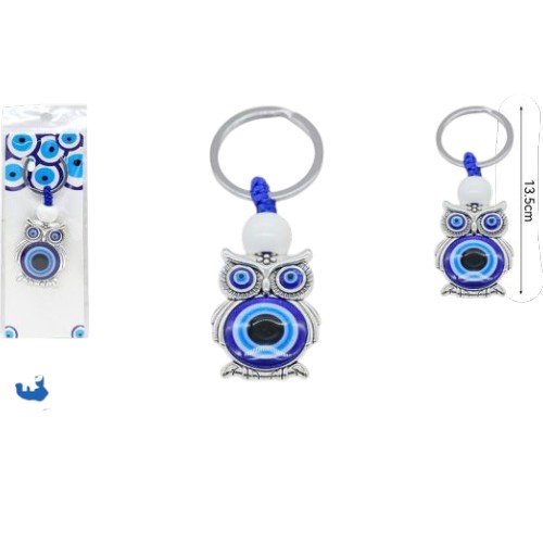 Llavero Metálico de Búho con Ojo Turco y Detalles de Protección por mayor - Hogar por mayor