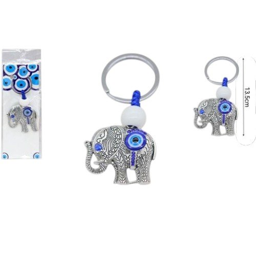 Llavero Metálico de Elefante con Ojo Turco Protector por mayor - Hogar por mayor