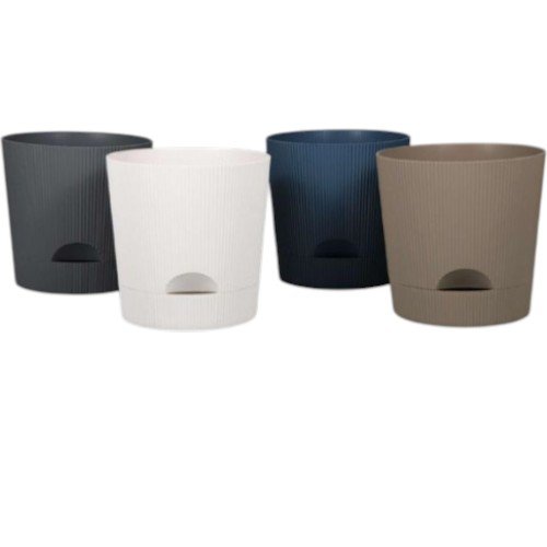 Maceta Decorativa Autorregante de 18x17 cm con Textura Acanalada y Depósito de Agua por mayor - Jardinería por mayor