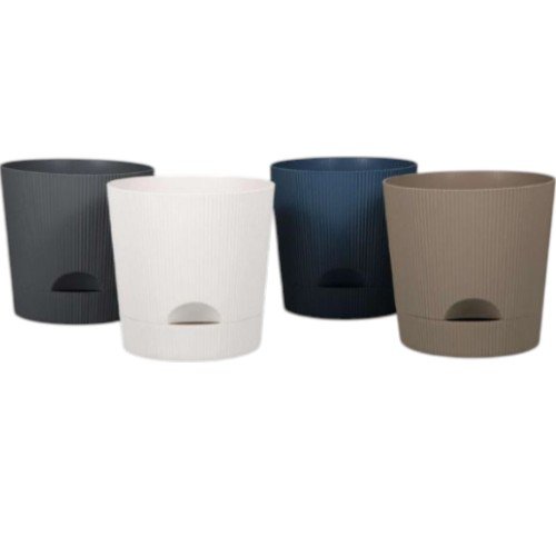 Maceta Decorativa Autorregante de 21x20 cm con Textura Acanalada y Depósito de Agua por mayor - Jardinería por mayor