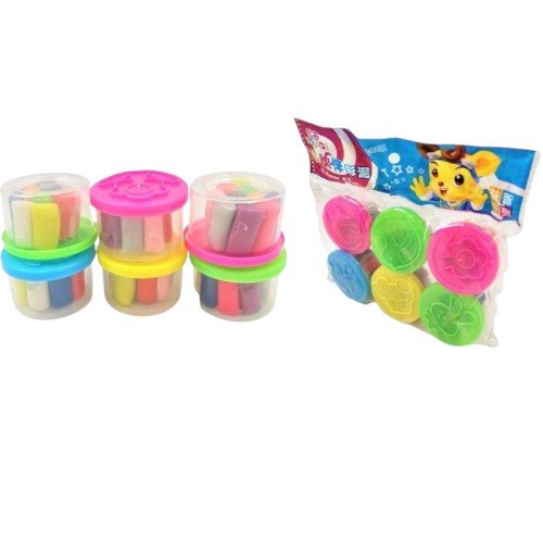 Masas Moldeables de Colores con Tapas de Moldes Didácticos x 6 Unidades por mayor - Jugueteria por mayor