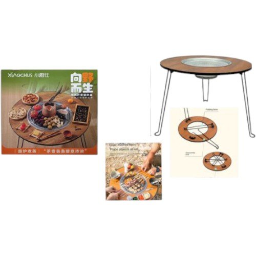 Mesa de Centro Circular con Fogón Central Integrado y Estructura Plegable Portátil por mayor - Hogar por mayor