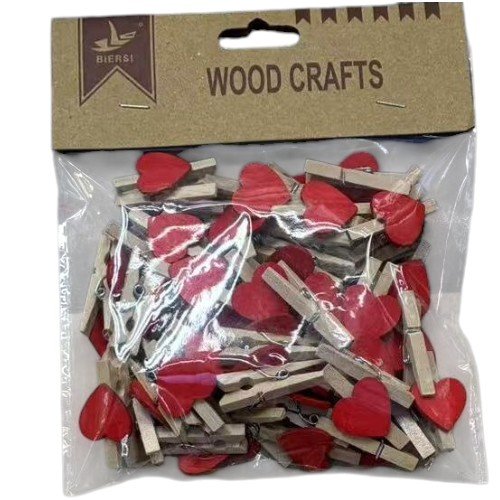 Mini Pinzas de Madera con Corazón Rojo por mayor - Útiles Escolares por mayor
