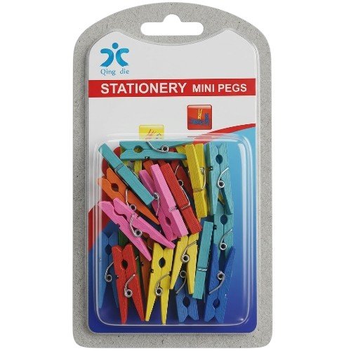 Mini Pinzas de Madera de Colores 30mm por mayor - Útiles Escolares por mayor